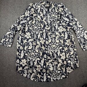 Lane Bryant Floral 3/4 Sleeve Surplice Tunic Blouse size 24 Cottagecore Classic